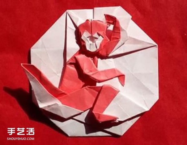 How to origami a monkey badge, how to fold a monkey pattern, how to fold it manually