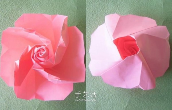 How to fold a wine glass and rose, illustrate the process of hand-made origami wine glass and rose