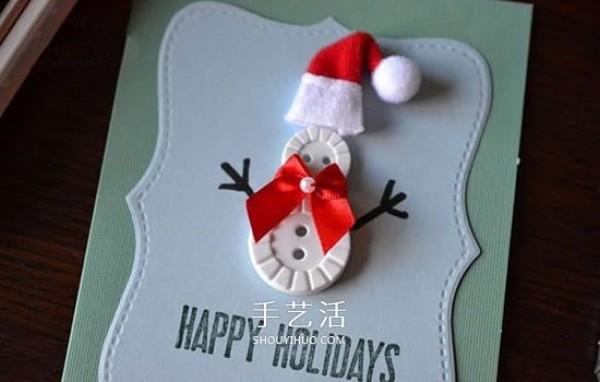 How to make exquisite Christmas cards and DIY Christmas cards with buttons and snowmen