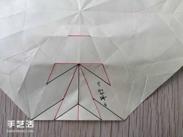 Illustrated tutorial on how to fold an eight-petal flower, steps in the process of origami an eight-petal flower