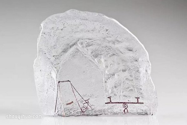 The frozen glass sculpture freezes the good times in this moment forever