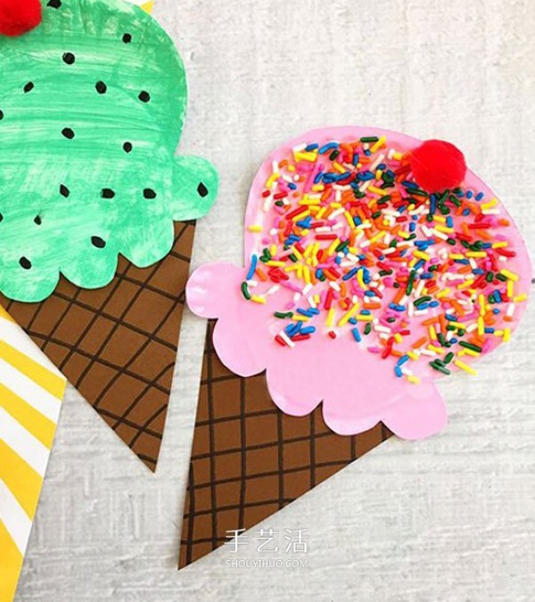 Use paper plates to make ice cream, kindergarten handmade ice cream