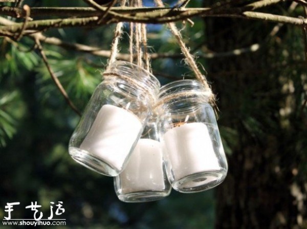 Tutorial on handmade DIY hanging candle holders made from glass bottles