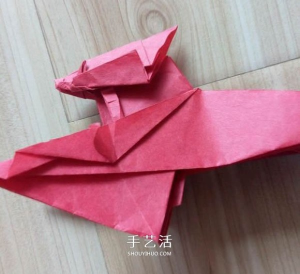 The process of folding the auspicious beast Kirin, the illustrated process of folding the Origami Tetsushi Kamiyas Kirin