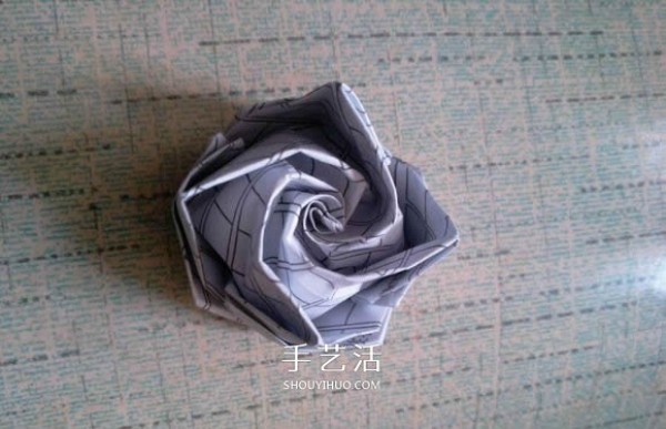 Step-by-step diagram of how to fold a Rothbard rose, origami Fukuyama