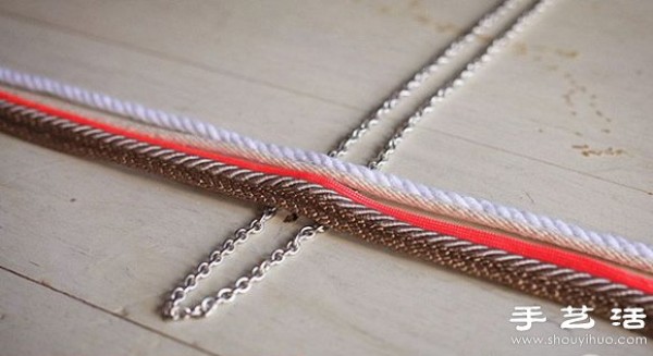 Braided rope + metal chain DIY handmade super beautiful necklace