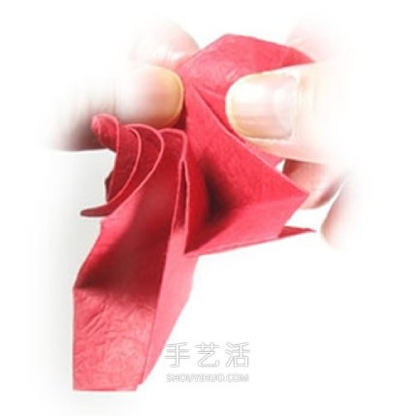 How to fold a five-petal rose and illustrate the steps for origami a five-petal rose