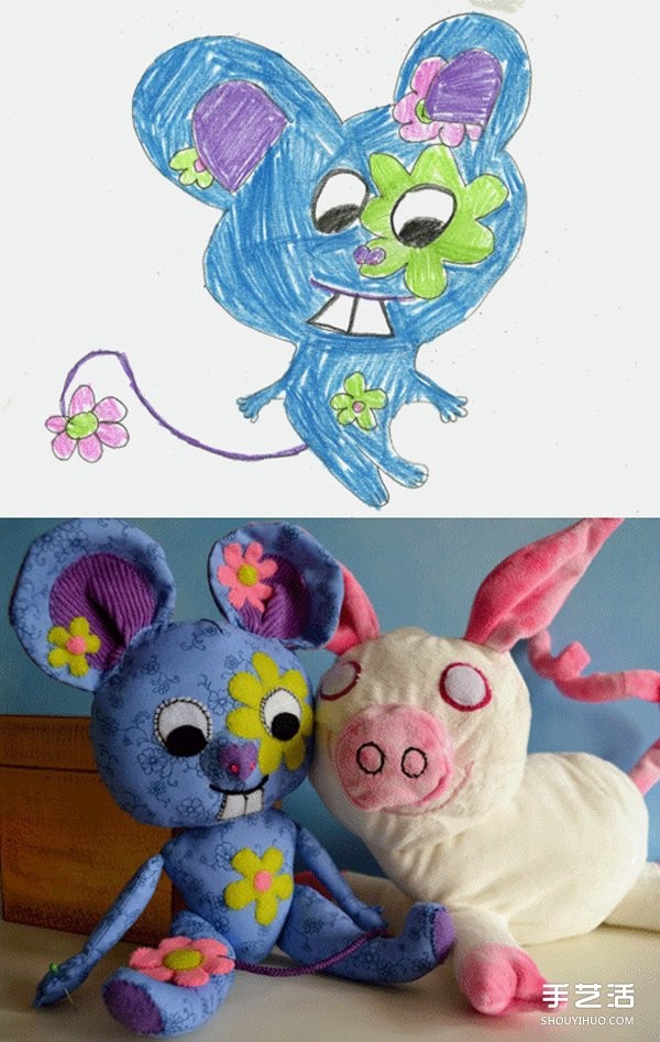 Childrens graffiti transformed into a rag doll that is a creative fabric toy that will be treasured forever