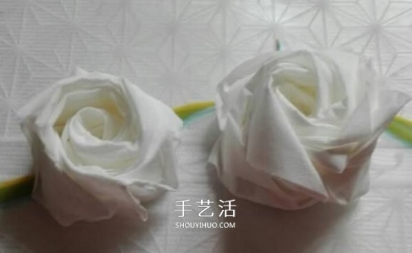 It only takes a few minutes to fold a rose from a napkin