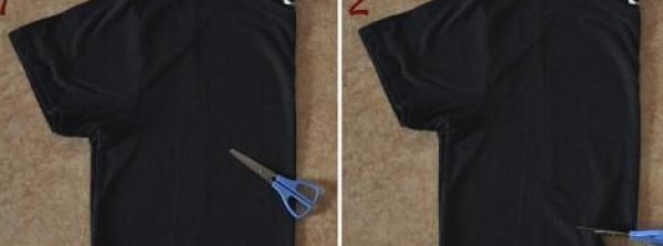 Illustration of steps for DIY transformation of old T-shirts into fashionable t-shirts