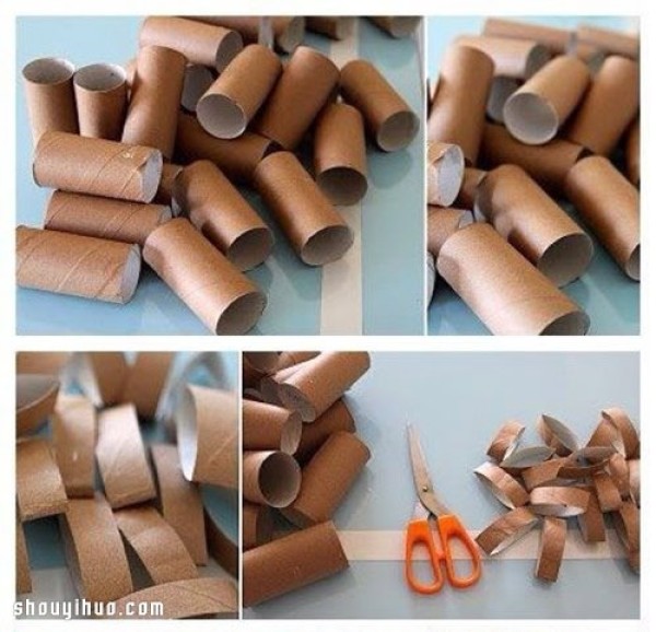 Toilet paper roll turns waste into treasure DIY wall decoration painting plum blossom