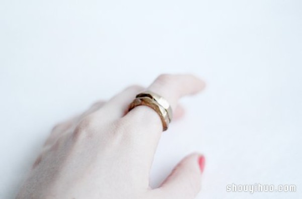 DIY handmade vintage polymer ring as if it were forged from metal