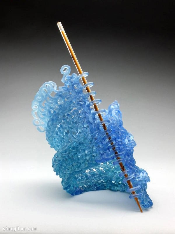 The hottest knitting technique, imitation wool knitted glass sculpture