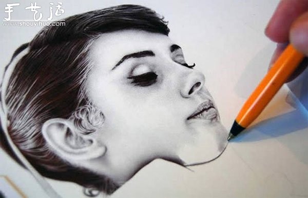 Ballpoint pen drawing of celebrity portraits