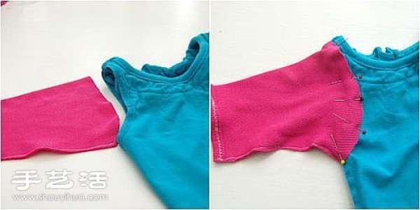 Baby old clothes transformation tutorial DIY simple contrasting color baby clothes