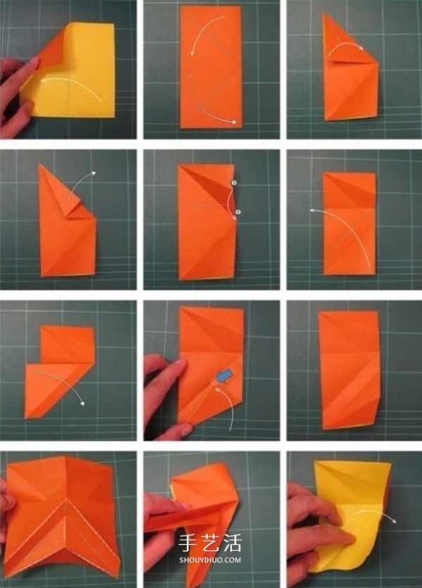 Koi fish folding step diagram, origami koi method illustration