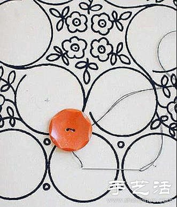 Creative DIY decorative painting of scraps of fabric + buttons