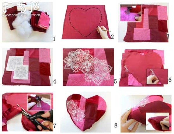 Homemade heart-shaped pillow DIY production of heart-shaped pillow