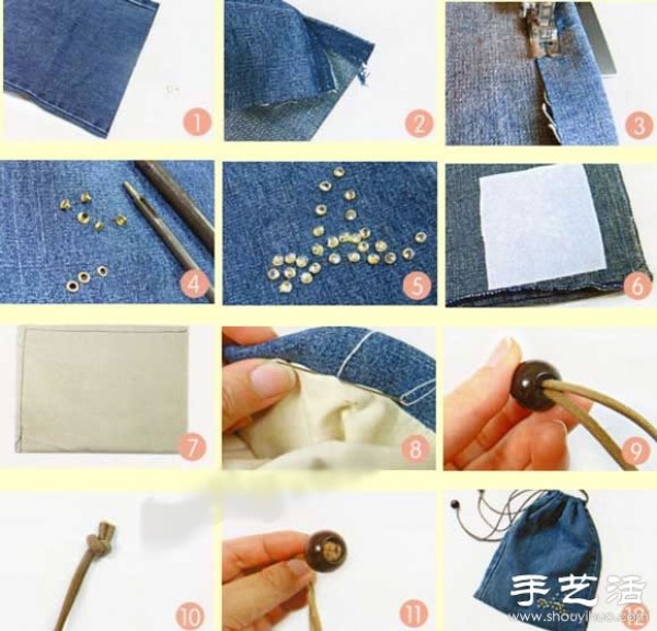 Tutorial on DIY jeans pockets using waste materials