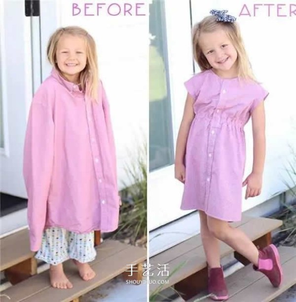 Ingenuity! Dads old shirt was transformed into a beautiful skirt for his daughter