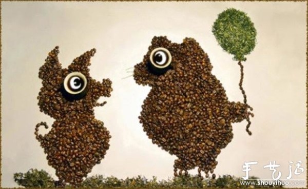 Interesting animals from creative DIY of coffee beans