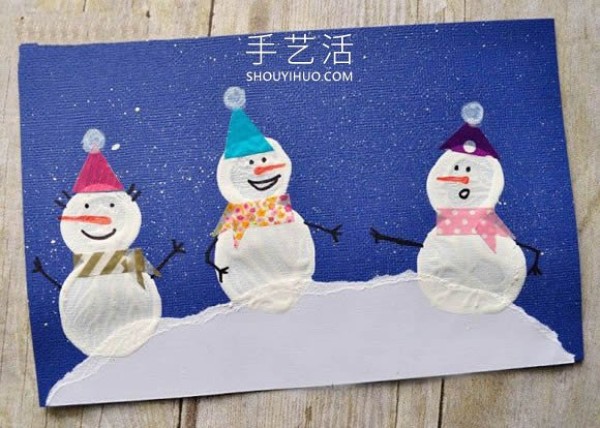 Cute snowman! Tutorial on how to make handmade New Year cards for children