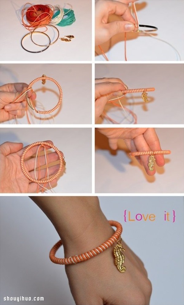 How to transform a simple metal bracelet into a DIY small fresh braided bracelet