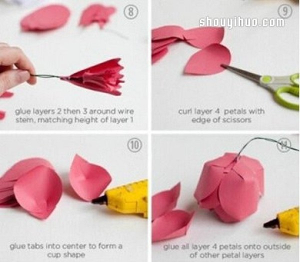 How to make beautiful red flowers, use cardboard to make illustrations