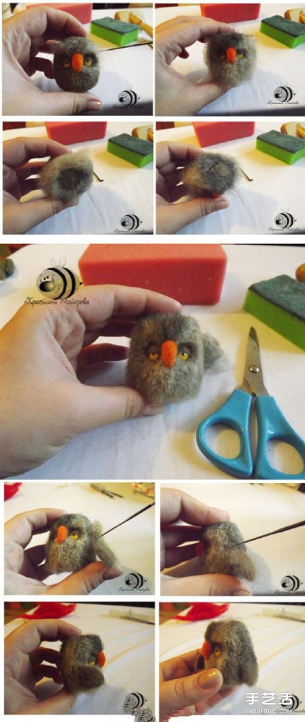 New Year and Christmas theme wool felt owl doll DIY handmade