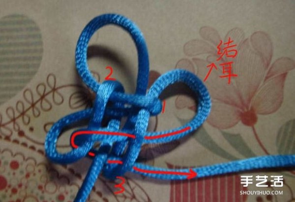 Illustration of the most basic sorrel knot and its combination of Ruyi knots