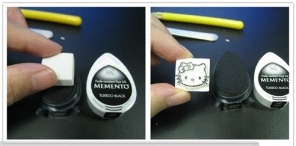 Hello Kitty rubber stamp hand-making tutorial