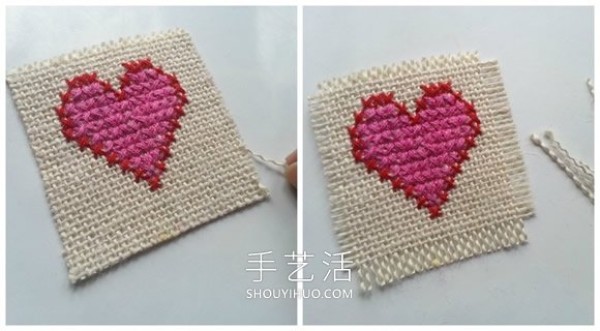 Illustrated tutorial on how to make your own Valentines Day linen love card