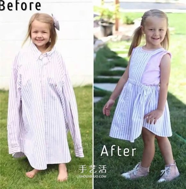 Ingenuity! Dads old shirt turned into beautiful skirt for daughter