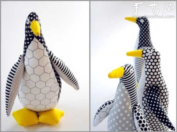 Tutorial on making penguin dolls with handmade fabrics