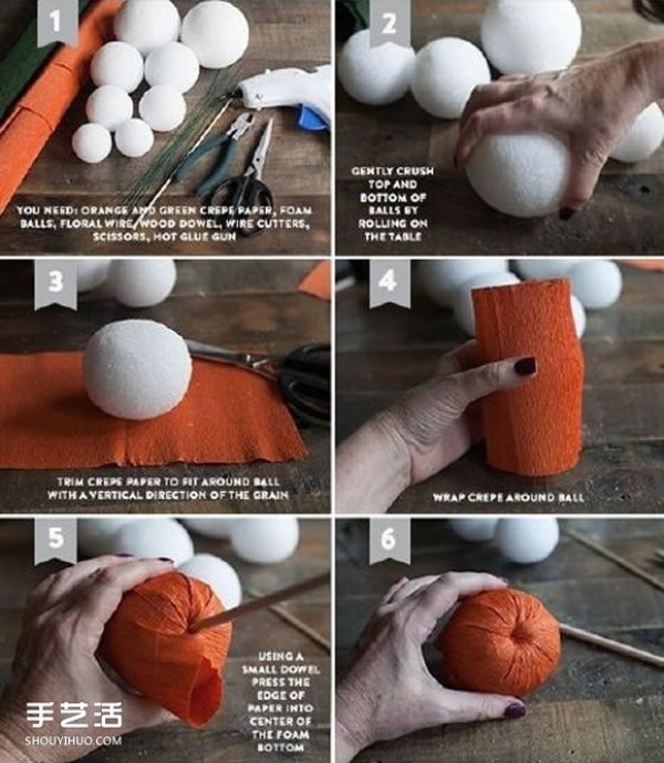 How to make pumpkins from crepe paper, DIY crepe paper pumpkin tutorial