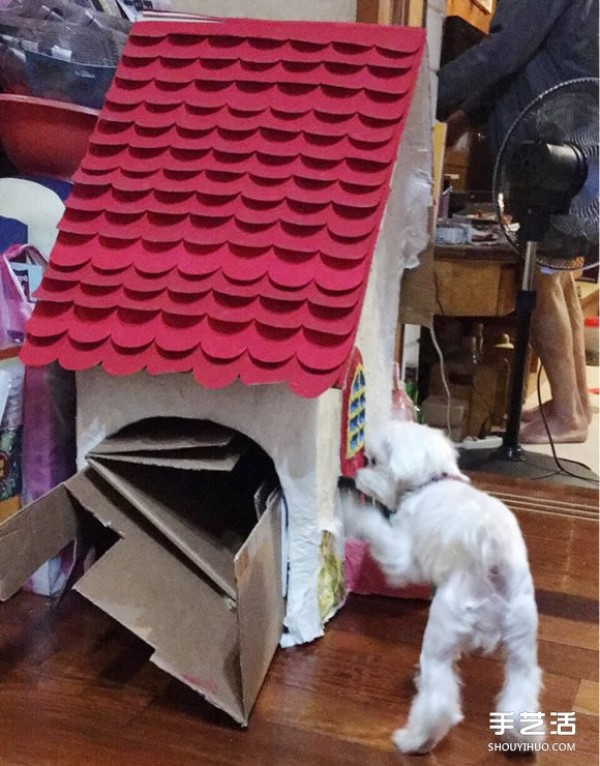 How to make a dog house with pictures of how to make a dog house out of a waste paper box