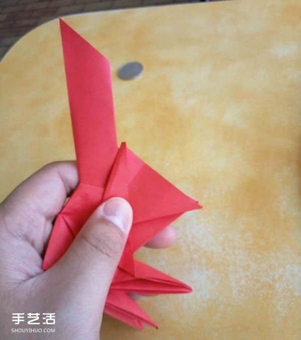 Super complex dog origami method illustrated with plastic surgery steps