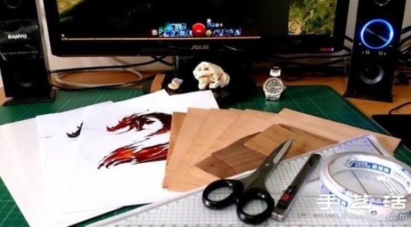 "Guild Wars 2" theme wood stickers hand-making tutorial