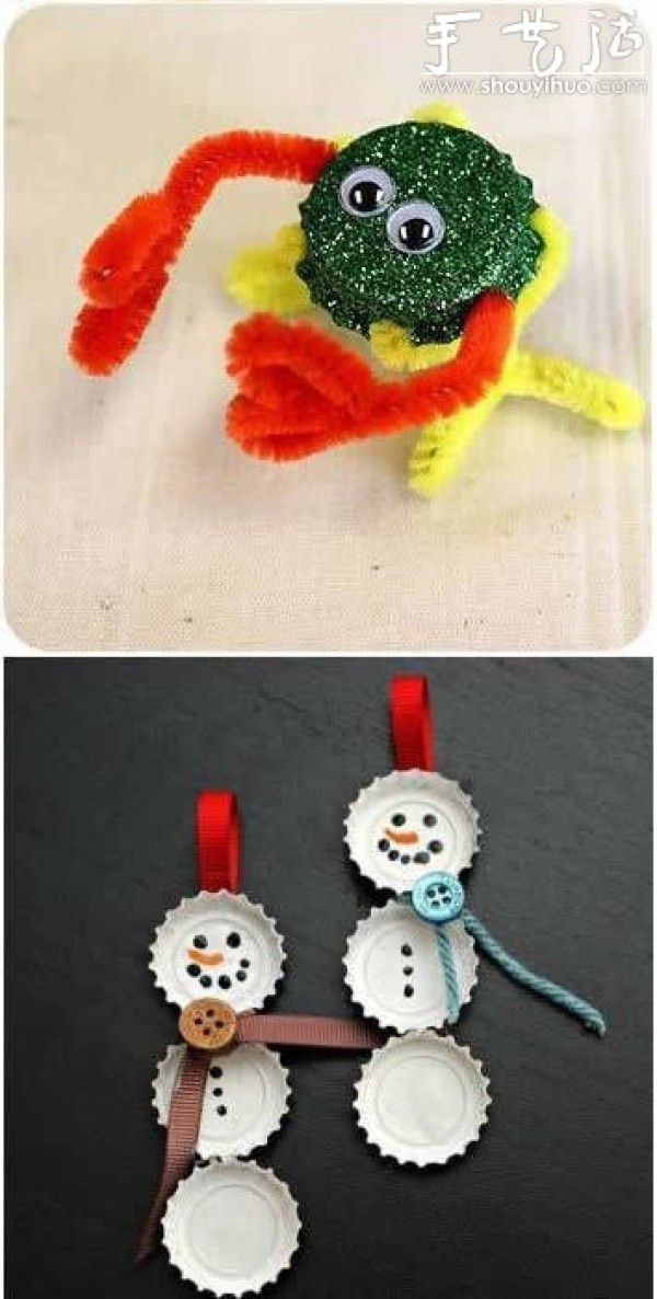 Small toys made by DIY using discarded bottle caps