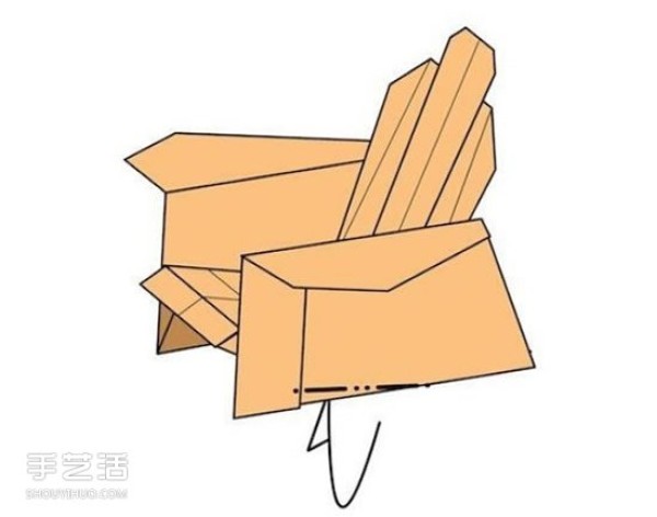 Illustration of the folding method of the origami sofa chair and the folding steps of the handmade sofa chair