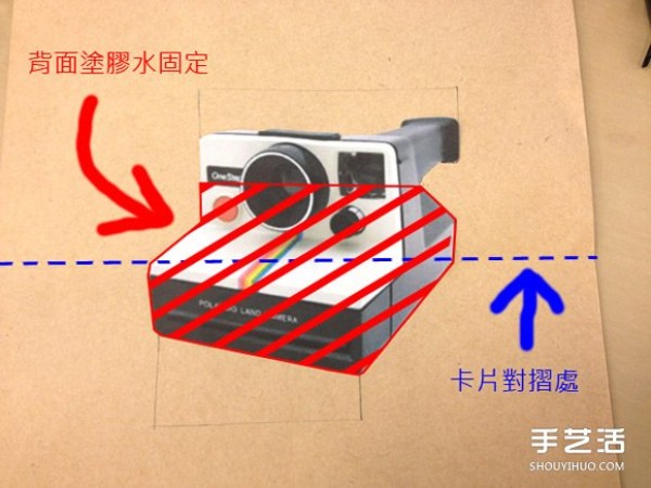 Illustration of a method of making a 3D greeting card with a Polaroid camera