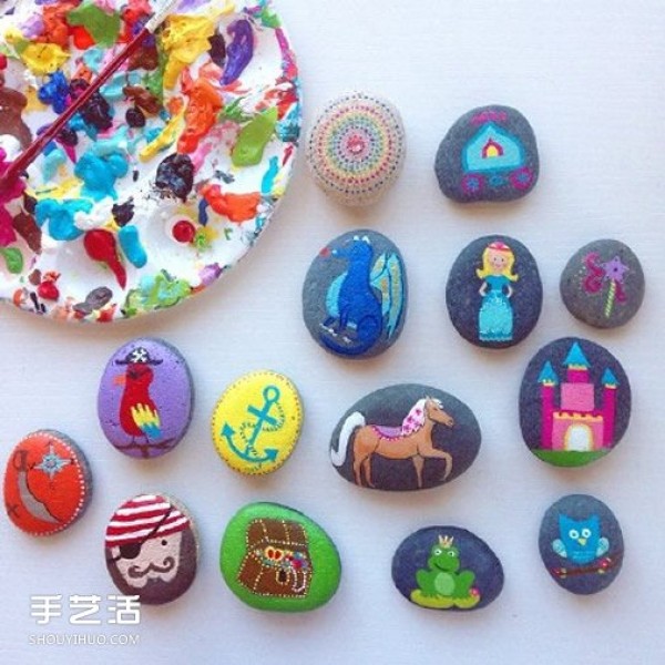 Super cute hand-painted cobblestones cartoon style pebbles painting pictures