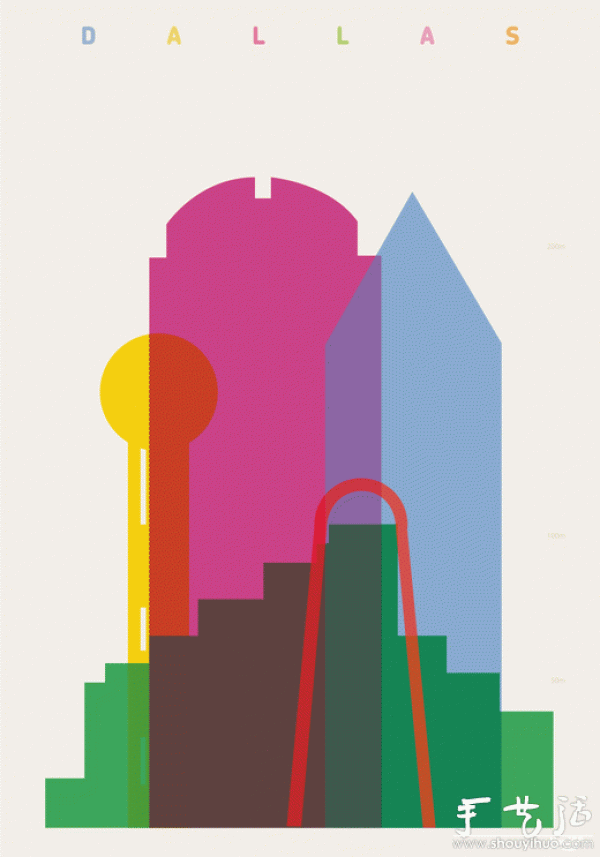 City-themed paper-cut poster