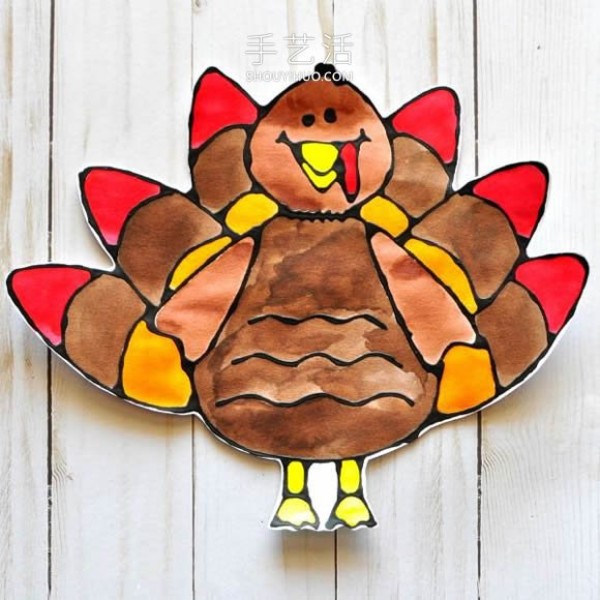 A simple hand-painted tutorial on how to make a paper turkey