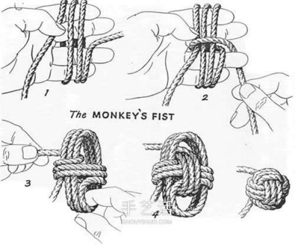 Picture of knitting a ball pendant with paracord, how to knit a ball pendant with paracord法