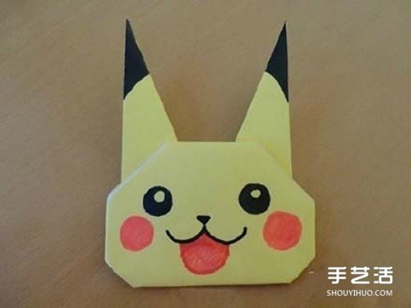 Simple Pikachu origami tutorial and illustrations of folding Pikachu