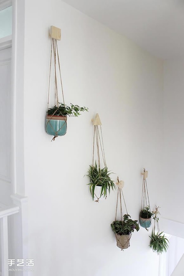 How to make your own hanging rope rack to make your potted plants more distinctive