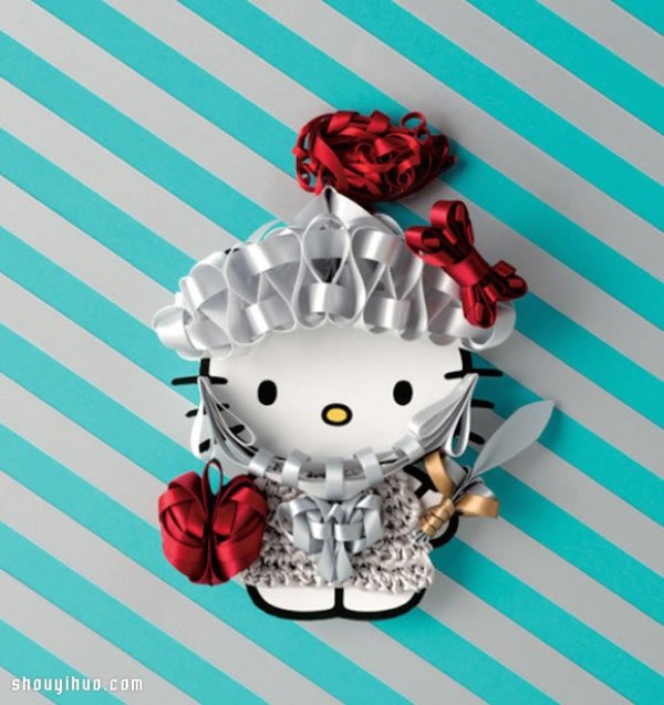 Use ribbons to DIY Hello Kitty costumes in various styles