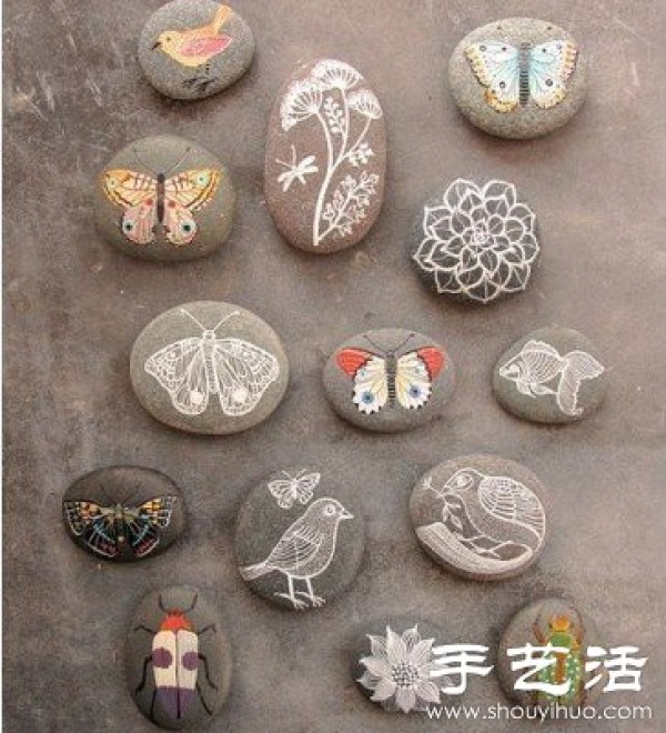 Fresh and elegant hand-made stone painting