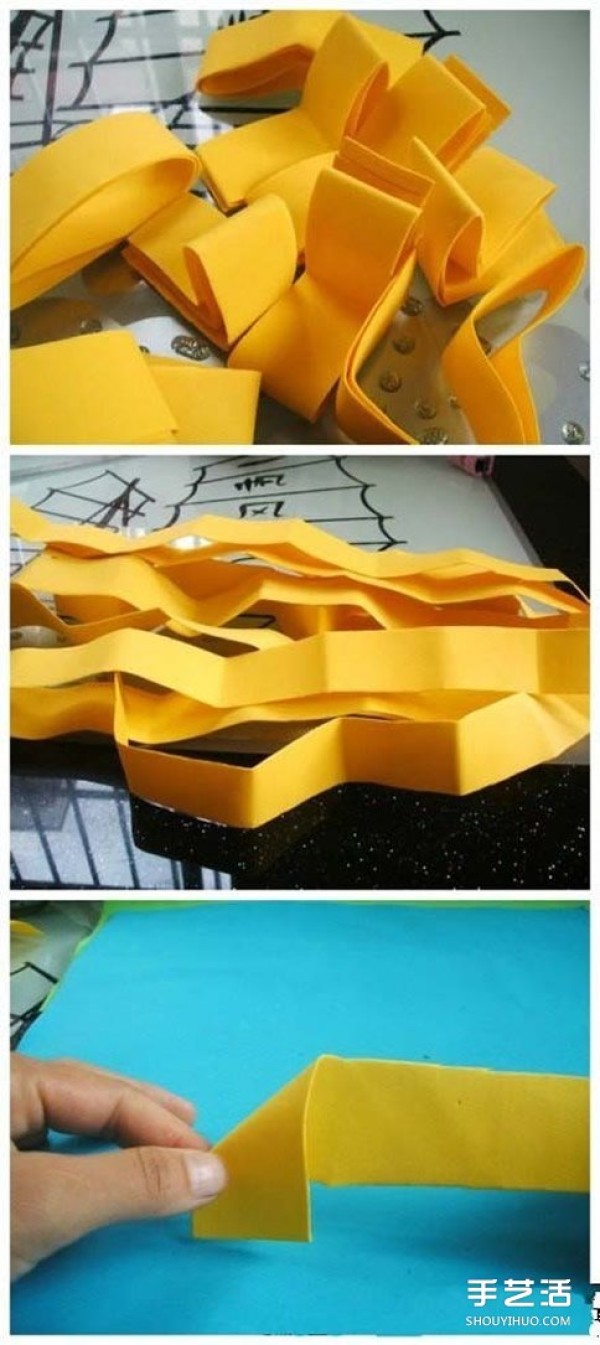 How to fold a rose with sponge paper, illustration of folding a rose with sponge paper